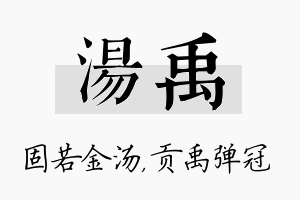 汤禹名字的寓意及含义