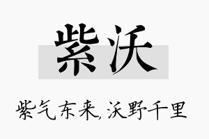 紫沃名字的寓意及含义