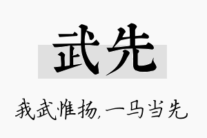 武先名字的寓意及含义