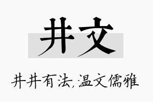 井文名字的寓意及含义