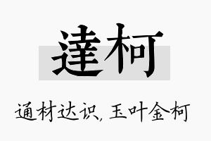 达柯名字的寓意及含义