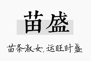 苗盛名字的寓意及含义