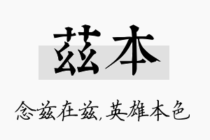 兹本名字的寓意及含义