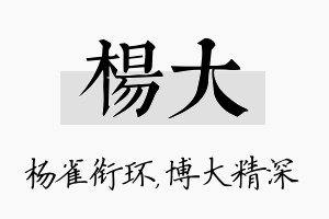 杨大名字的寓意及含义