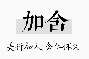 加含名字的寓意及含义