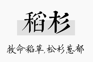 稻杉名字的寓意及含义