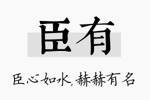 臣有名字的寓意及含义