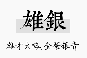 雄银名字的寓意及含义