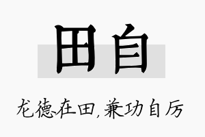 田自名字的寓意及含义