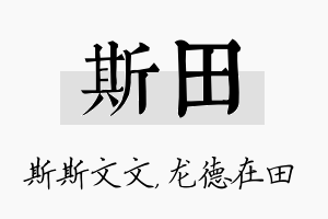 斯田名字的寓意及含义