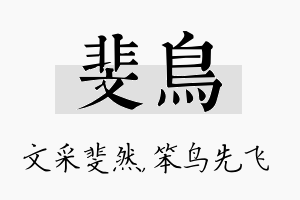 斐鸟名字的寓意及含义