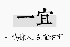 一宜名字的寓意及含义