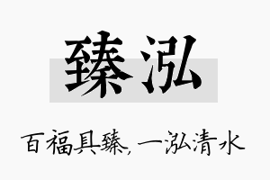 臻泓名字的寓意及含义