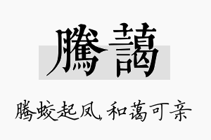 腾蔼名字的寓意及含义