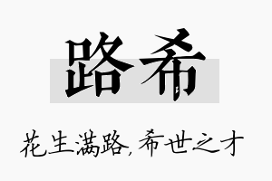 路希名字的寓意及含义