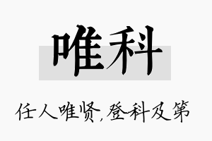 唯科名字的寓意及含义