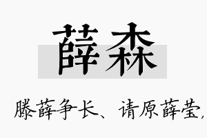 薛森名字的寓意及含义