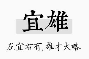 宜雄名字的寓意及含义