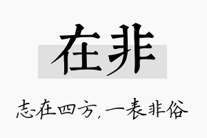 在非名字的寓意及含义