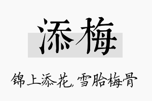 添梅名字的寓意及含义