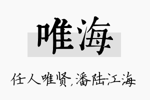 唯海名字的寓意及含义