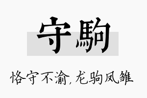 守驹名字的寓意及含义