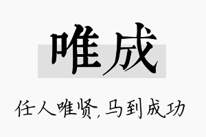 唯成名字的寓意及含义