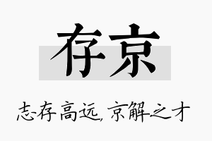 存京名字的寓意及含义