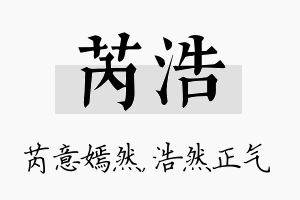 芮浩名字的寓意及含义