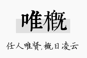 唯概名字的寓意及含义