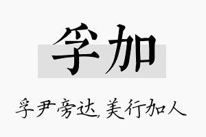 孚加名字的寓意及含义