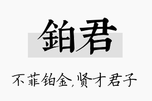 铂君名字的寓意及含义