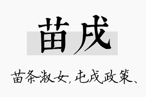 苗戌名字的寓意及含义