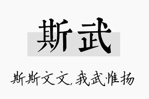 斯武名字的寓意及含义