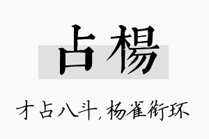 占杨名字的寓意及含义