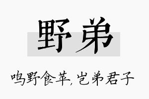 野弟名字的寓意及含义