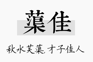 蕖佳名字的寓意及含义