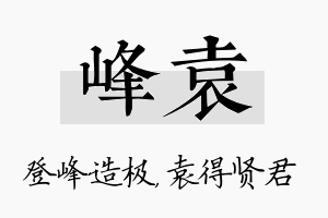 峰袁名字的寓意及含义