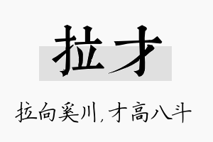 拉才名字的寓意及含义