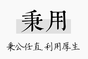 秉用名字的寓意及含义