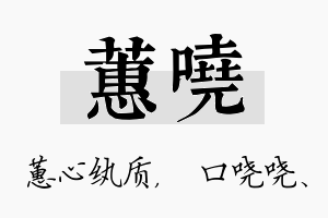 蕙哓名字的寓意及含义