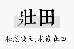 壮田名字的寓意及含义