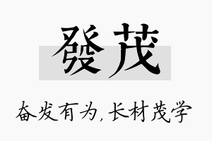 发茂名字的寓意及含义