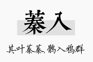 蓁入名字的寓意及含义