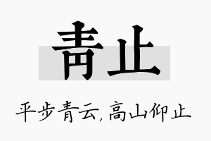 青止名字的寓意及含义