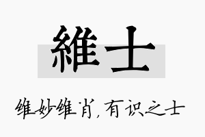 维士名字的寓意及含义