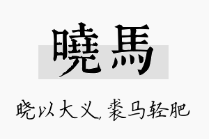 晓马名字的寓意及含义