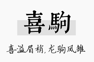 喜驹名字的寓意及含义