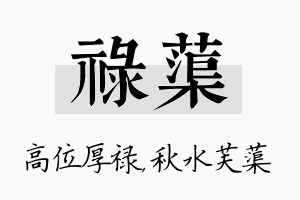 禄蕖名字的寓意及含义