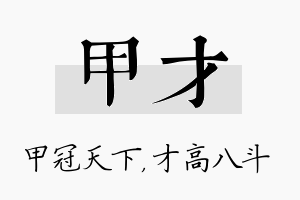 甲才名字的寓意及含义